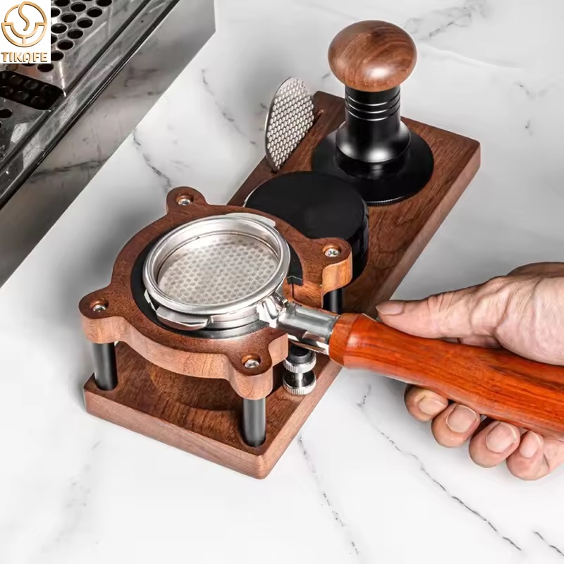 Coffee Equipment Organizer - 51/53/58mm Wood Espresso Tamper Station Stand