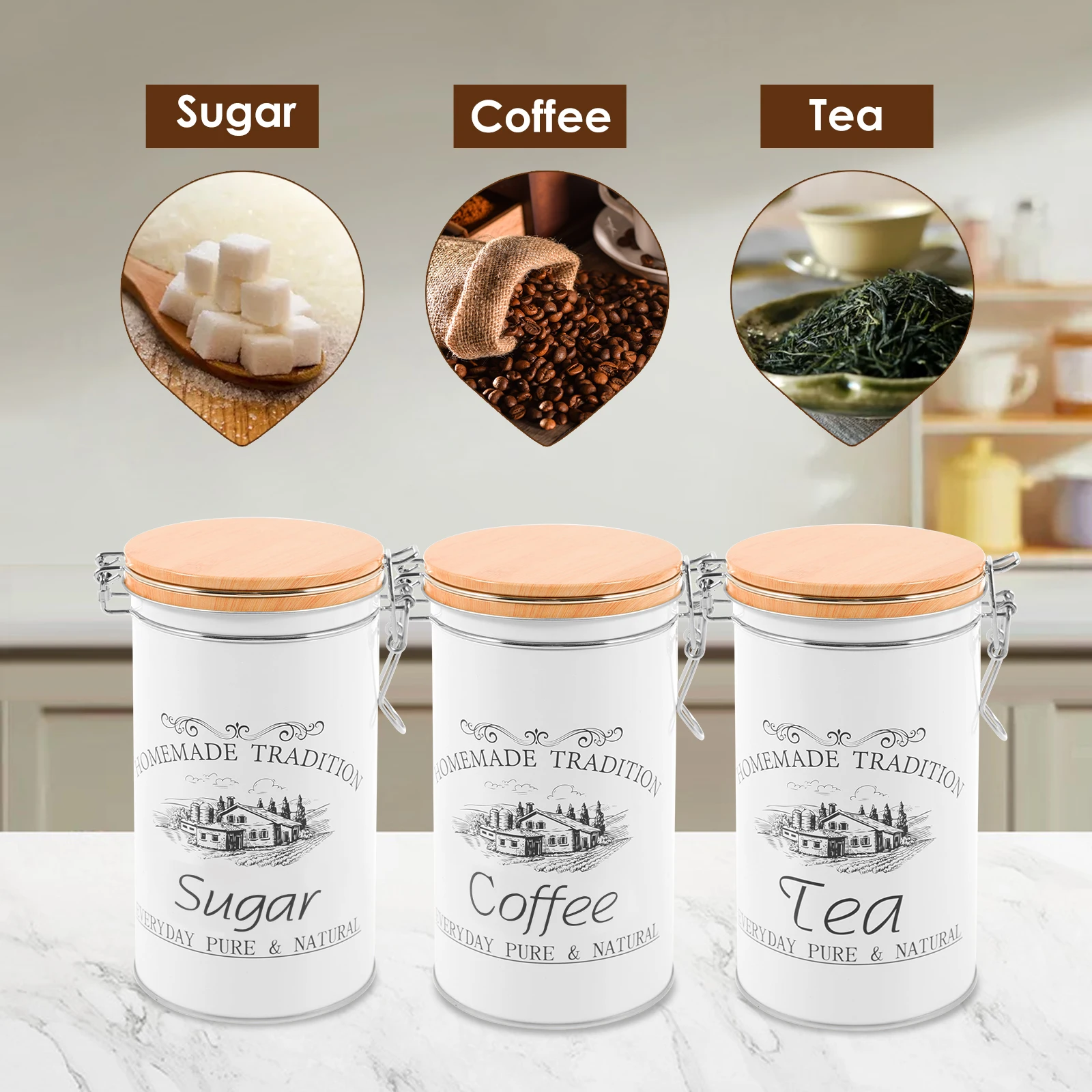 3Pcs/Set Tea Coffee Sugar Cani - Coffee Equipment Organizer 评论和价格
