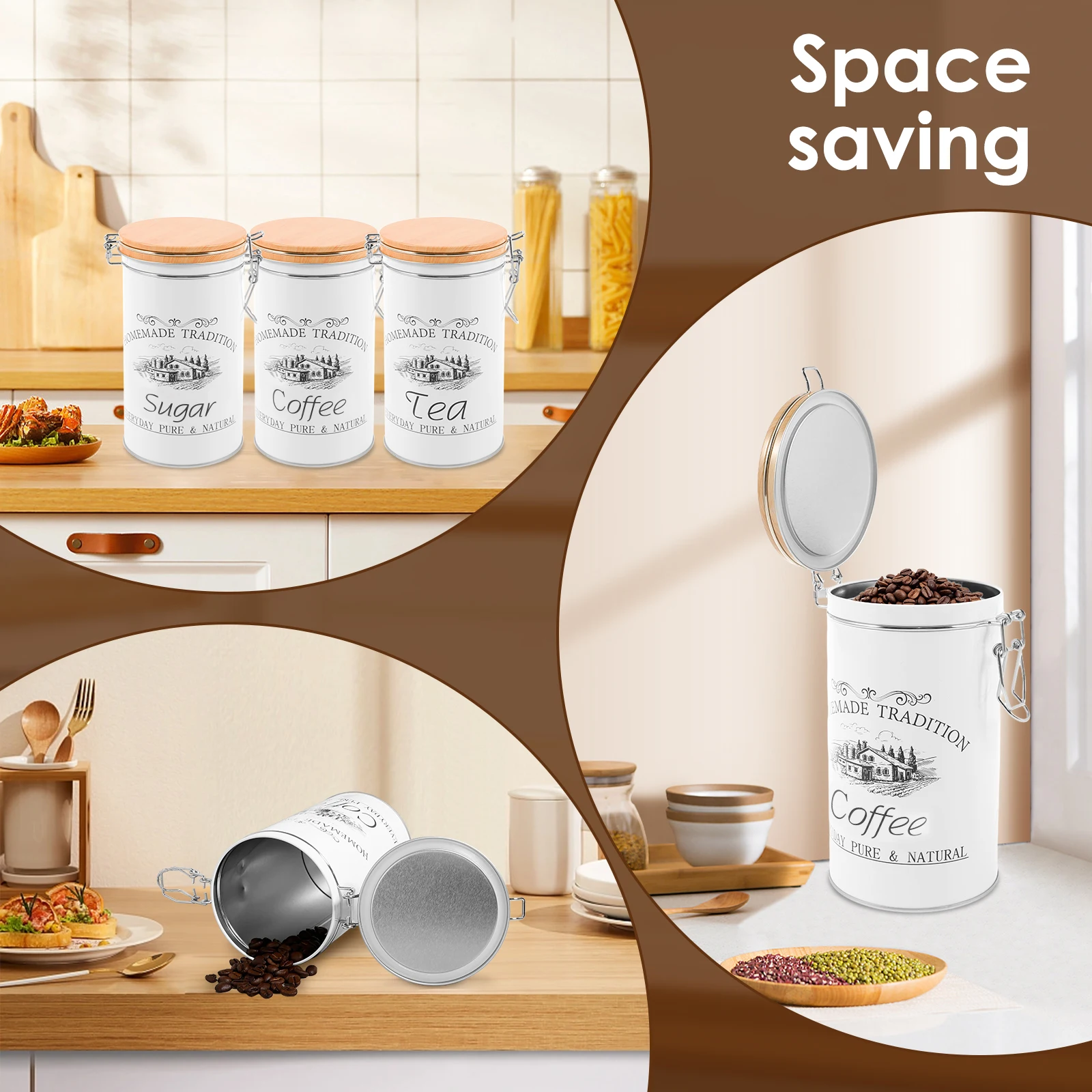 3Pcs/Set Tea Coffee Sugar Cani - Coffee Equipment Organizer 评论和价格